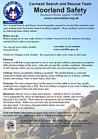 Moorland Safety Cornwall Search and Rescue Leaflet