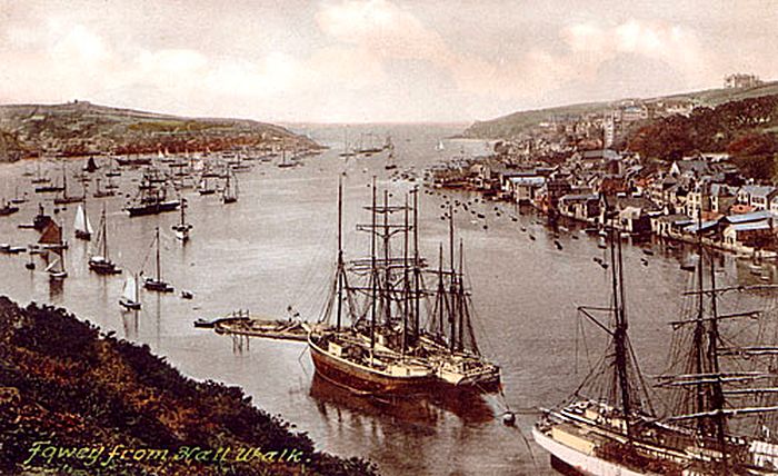 Old Postcard of Fowey Harbour - c1910